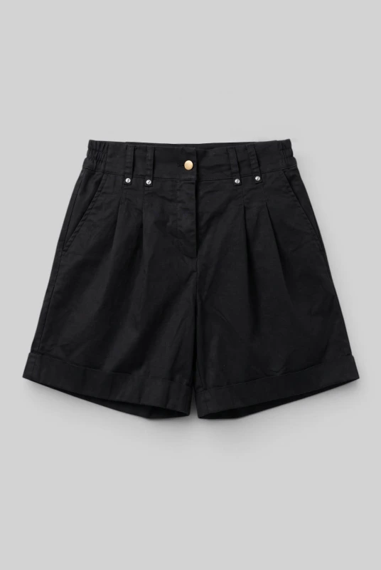 Shorts Βαμβακερό Με Ρεβέρ