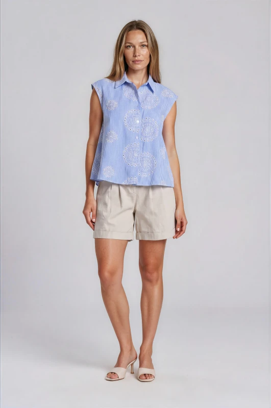 Shorts Βαμβακερό Με Ρεβέρ