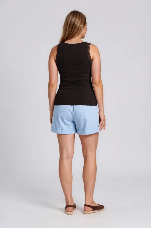 Shorts Βαμβακερό Με Ρεβέρ