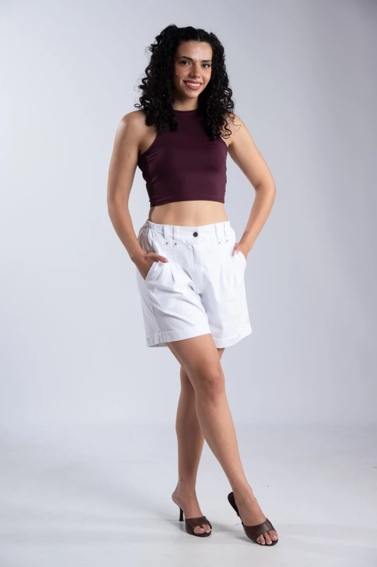 Shorts Βαμβακερό Με Ρεβέρ