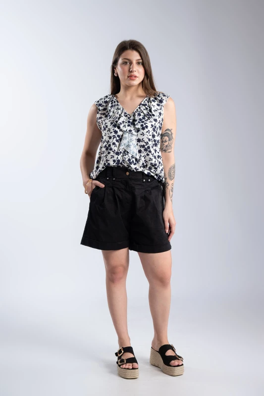 Shorts Cotton With Lapel