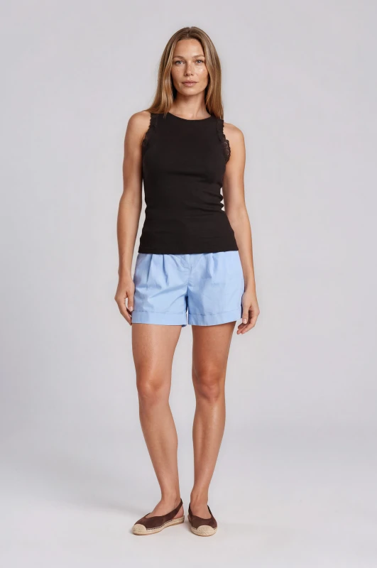 Shorts Βαμβακερό Με Ρεβέρ