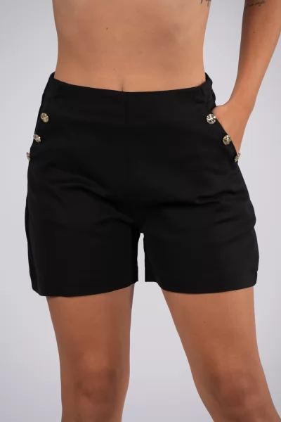 Shorts Gold Buttons Black