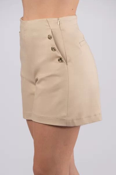 Shorts Gold Buttons Beige
