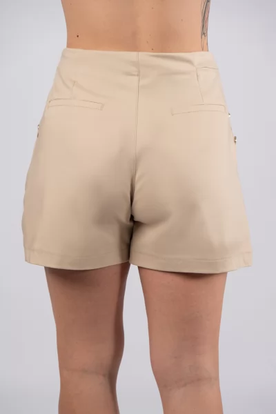 Shorts Gold Buttons Beige