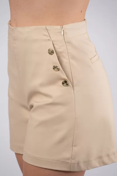 Shorts Gold Buttons Beige