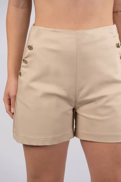 Shorts Gold Buttons Beige