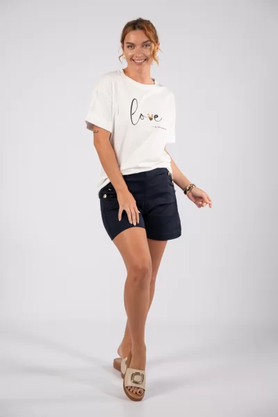 Shorts Gold Buttons Navy Blue