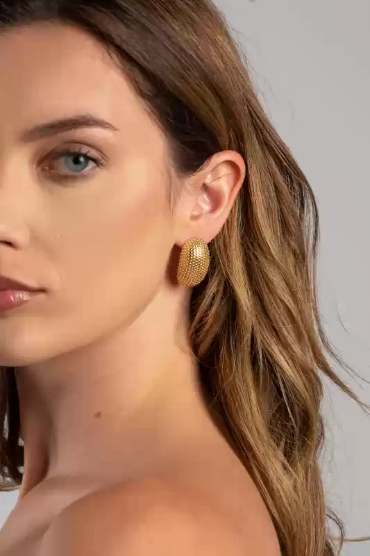 Earrings Embossed Oval
