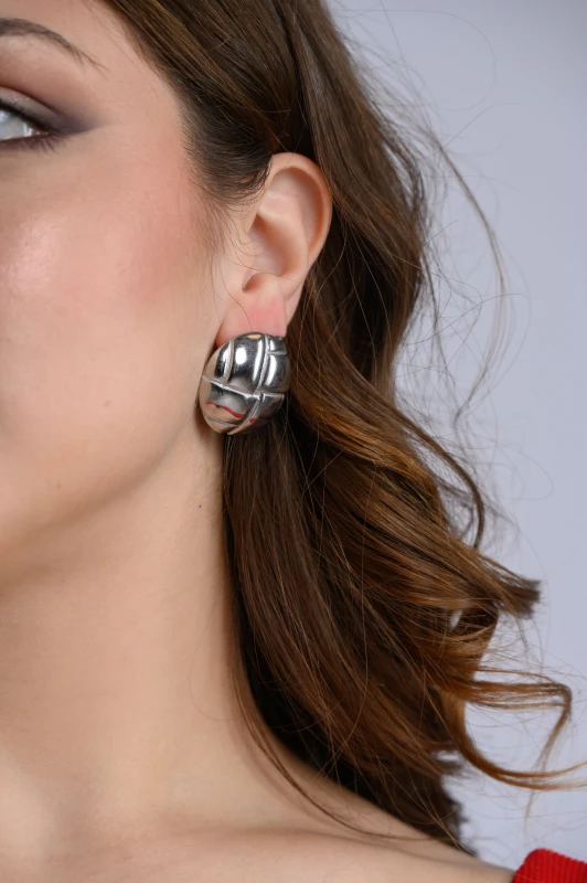 Earrings Stainless Steel Button 
