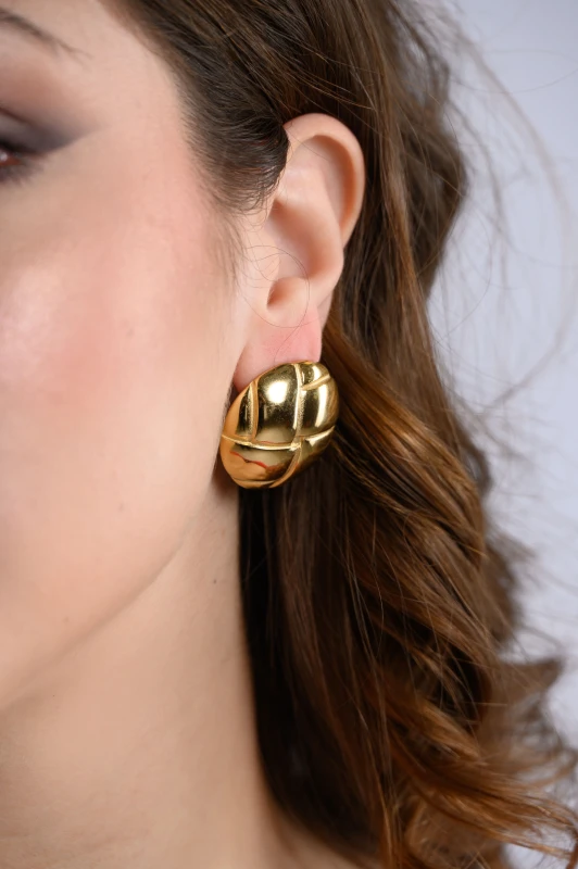 Earrings Stainless Steel Button 
