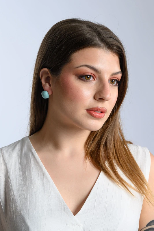 Marble-Look Stud Earrings  