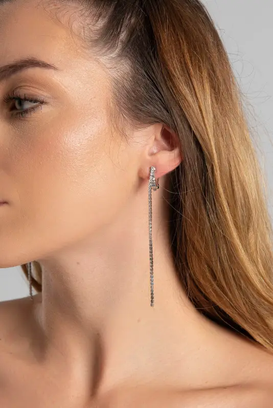 Σκουλαρίκια Κλιπ Κρεμαστά Στρας