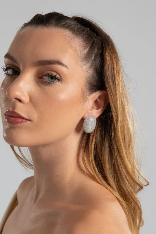 Σκουλαρίκια Κλιπ Οβάλ Στρας