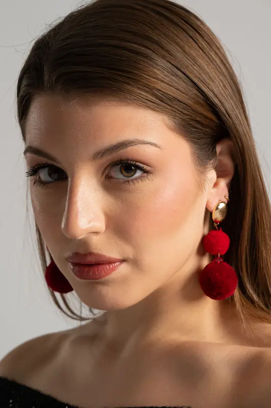 Earrings Drop Pom-Pom 