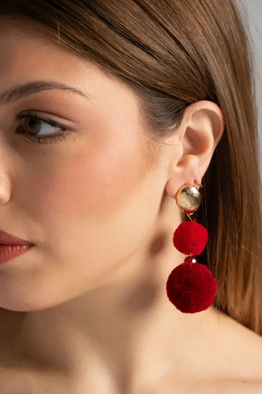 Earrings Drop Pom-Pom 