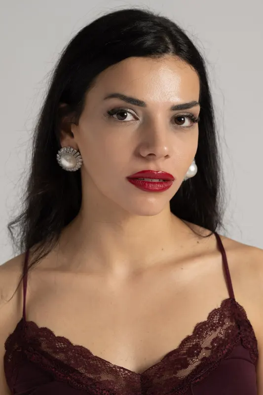 Σκουλαρίκια Μεγάλη Πέρλα Στρας