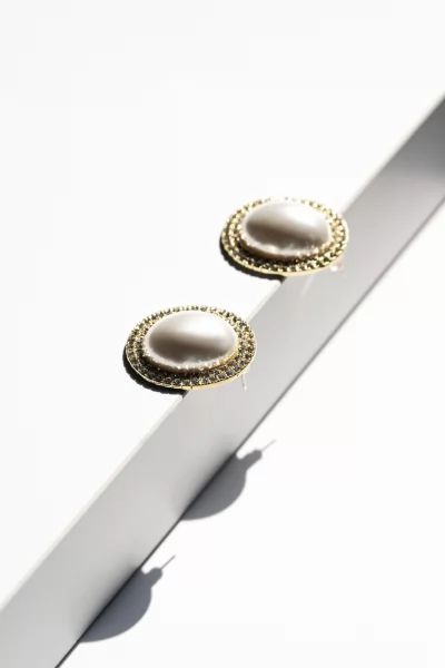 Pearl Earrings Strass Gold