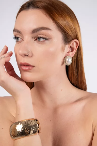 Pearl Earrings Strass Gold