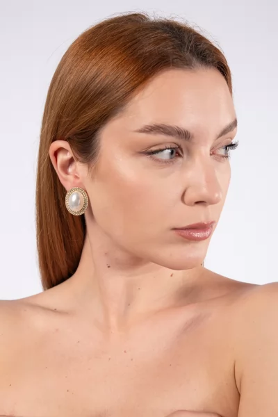 Pearl Earrings Strass Gold