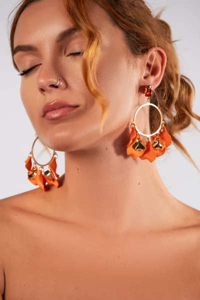 Σκουλαρίκια Πέταλα Πορτοκαλί
