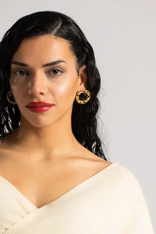 Earrings Stone Metal Frame