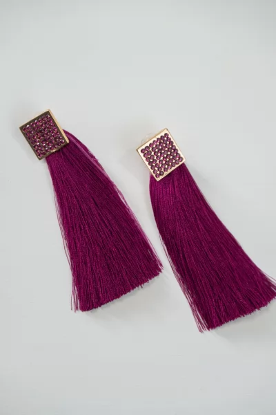Earrings Square Threads Purple