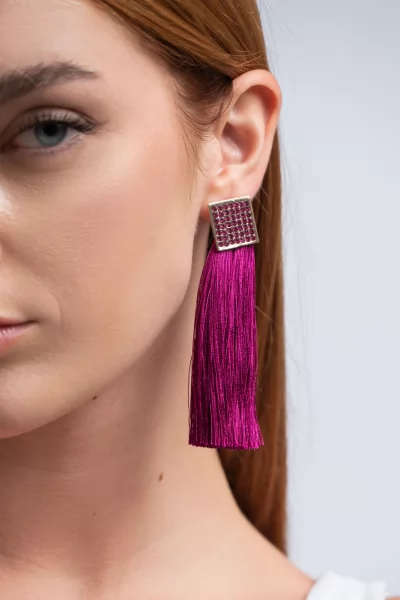 Earrings Square Threads Purple