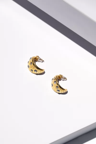 Earrings Strass Semi-Circular Gold