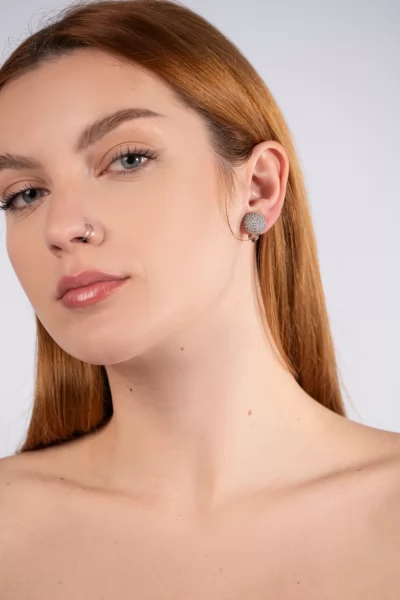 Earrings Round Strass Silver