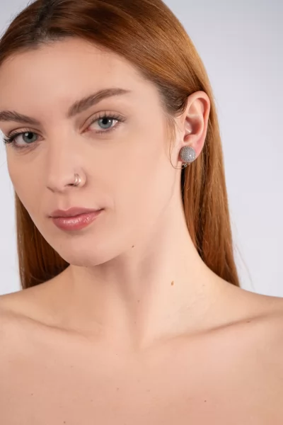 Earrings Round Strass Silver