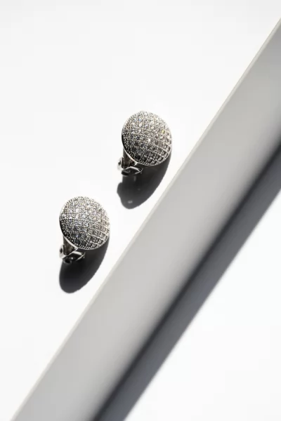 Earrings Round Strass Silver