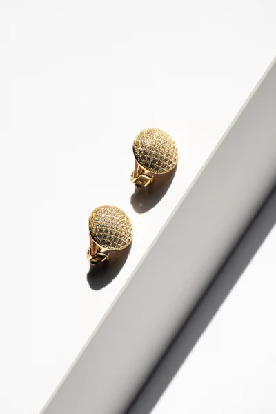 Earrings Round Strass Gold