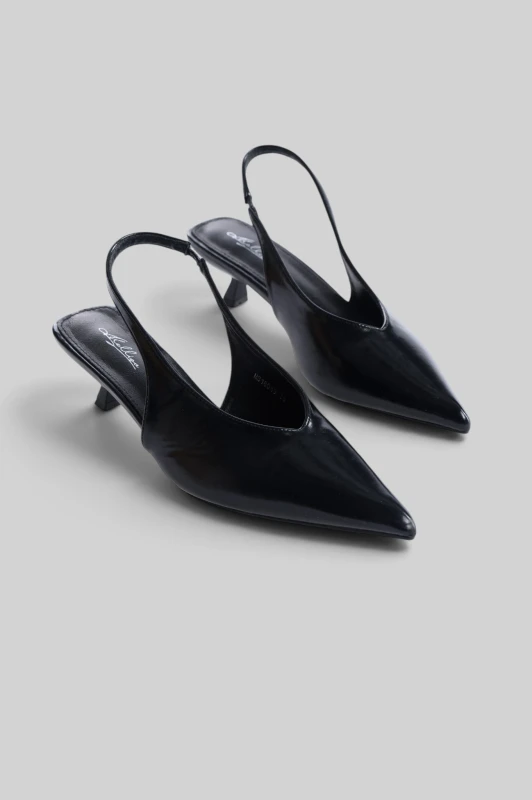 Matte Slingback Leatherette Low Heel