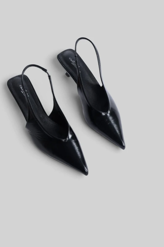 Matte Slingback Leatherette Low Heel