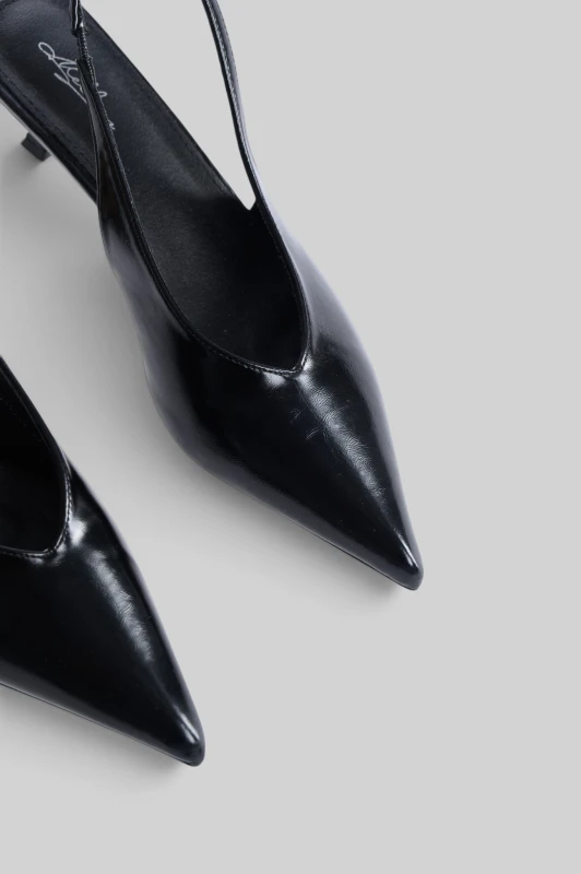 Matte Slingback Leatherette Low Heel