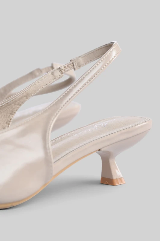 Matte Slingback Leatherette Low Heel