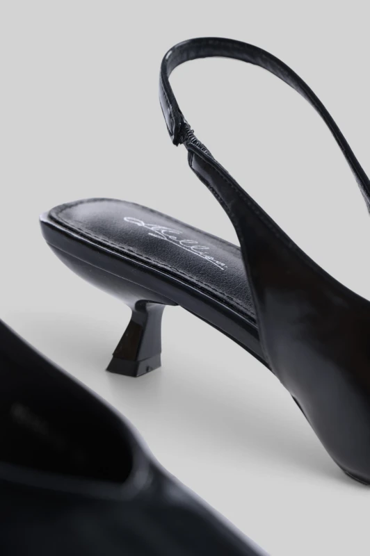 Matte Slingback Leatherette Low Heel