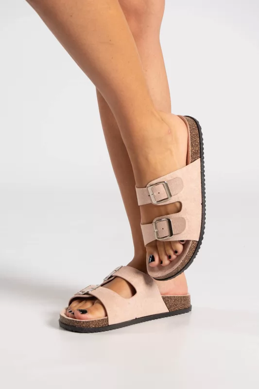 Slippers Σουέτ Διπλή Αγκράφα