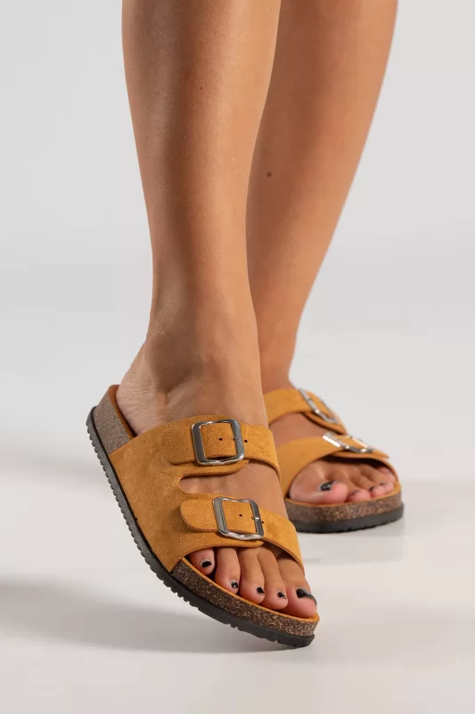 Slippers Σουέτ Διπλή Αγκράφα