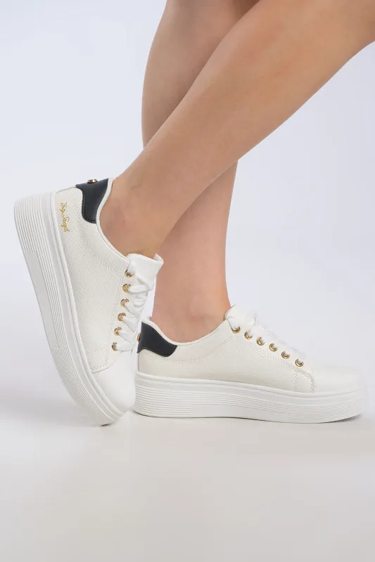Sneaker Croco Υφή Μεταλλιζέ Λεπτομέρεια