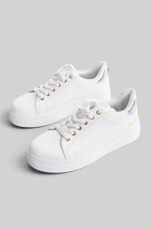 Croco-Textured Sneaker Metallic Accents 