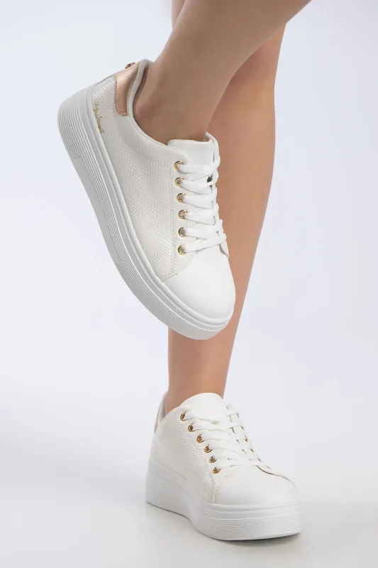 Sneaker Croco Υφή Μεταλλιζέ Λεπτομέρεια