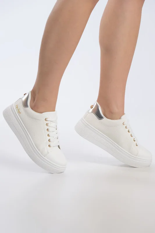 Sneaker Croco Υφή Μεταλλιζέ Λεπτομέρεια