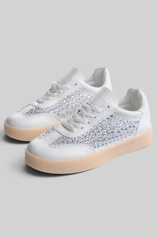 Sneakers Perforated Design Rhinestones