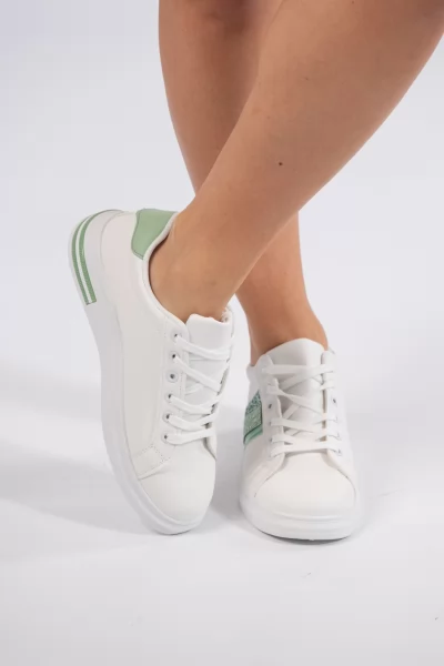 Sneakers Στρας Φιστικί-Λευκό