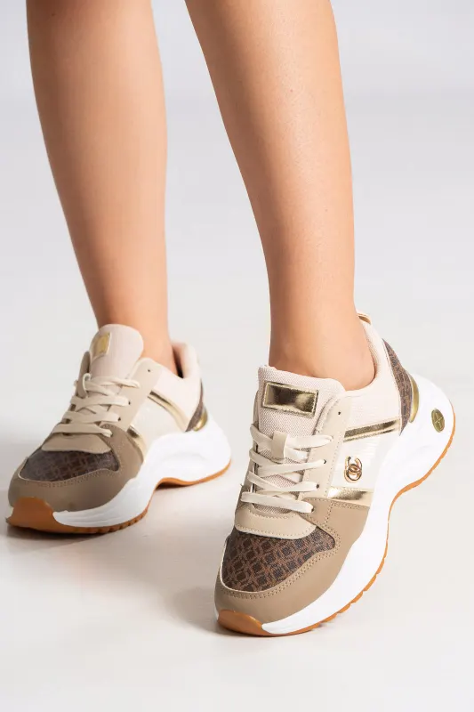 Sneakers Fabric with Leatherette Details