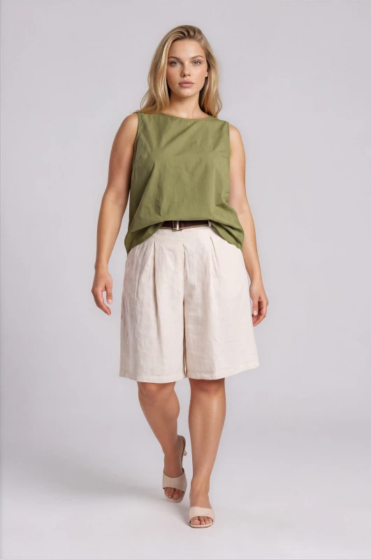 Shorts Linen Pleats Belt