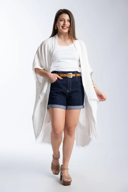 Denim Shorts Leatherette Belt 
