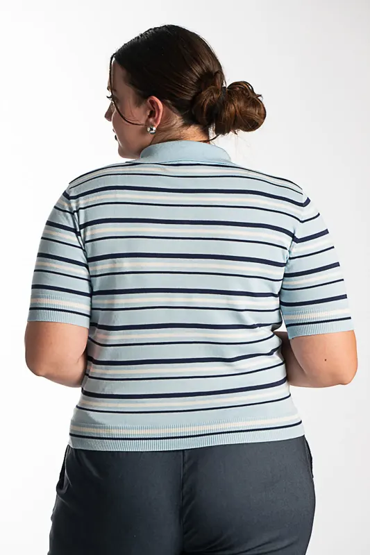 Striped Rib Polo Top